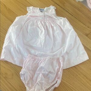 Pink Jacadi Baby Outfit with bird Print- 12 months